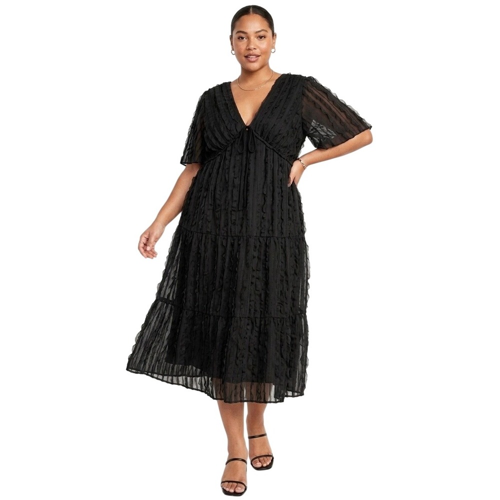 NWT Lisa Says Gah Isabelle Black Ruffle Textured Sheer Dress Whimsygoth Sz 2X